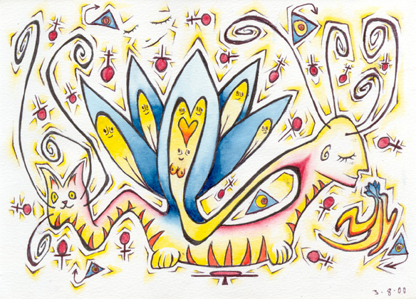 Flower In Heaven, water colour on paper 2000