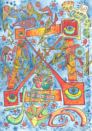 Serpents, water colour on paper 2000-2001