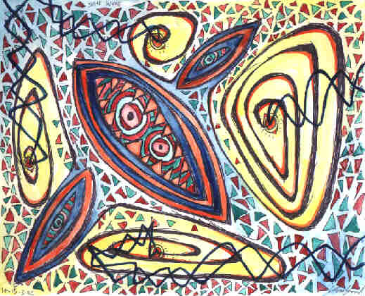The Mask of Certainty, water colour on paper 2002