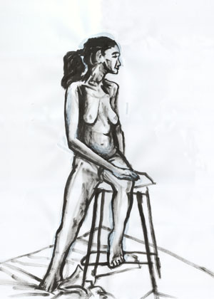 Sitting Nude, Ink 2003