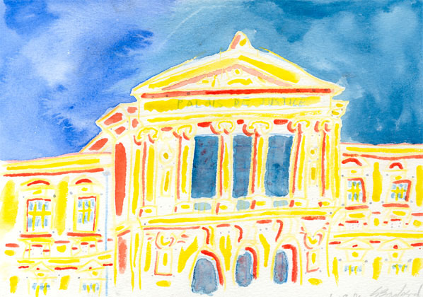 Palais de Justice, watercolour on paper 2000