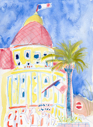 Hotel in Nice, watercolour on paper 2000