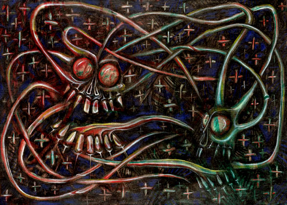Blood and Phlegm, oil on board (2003)